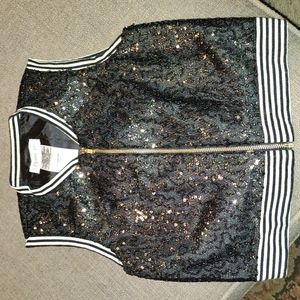 Bonnie Jean Black Sequin lined vest